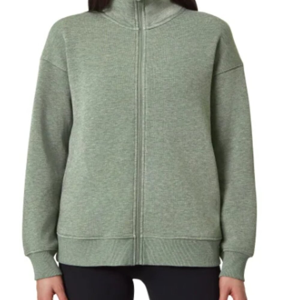 NWoT Mondetta Womens Full Zip Heathered Fleece Jacket Green Size S $60 10HL339